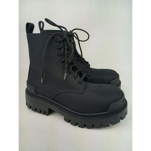 Balenciaga Women's Strike Nylon Combat Boots Black Size 35.5 - Picture 1 of 8